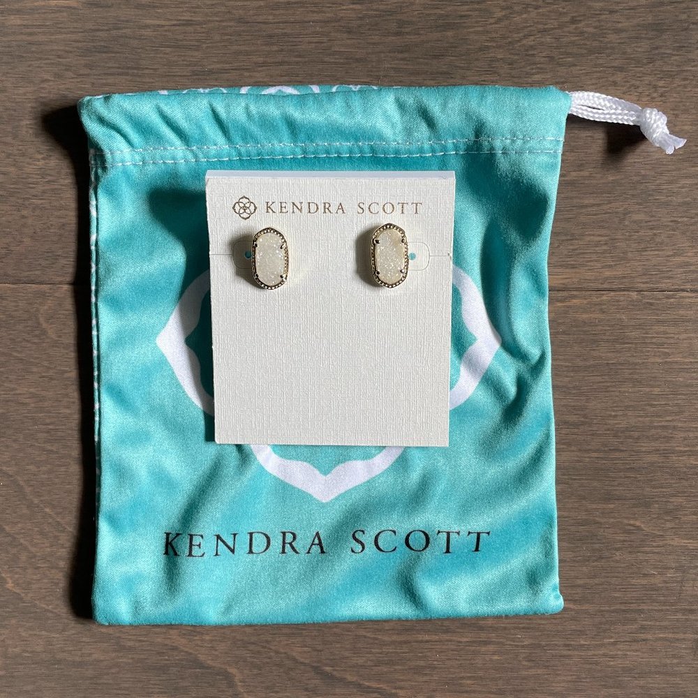 Kendra Scott Ellie Gold Stud Earrings In Iridescent Drusy